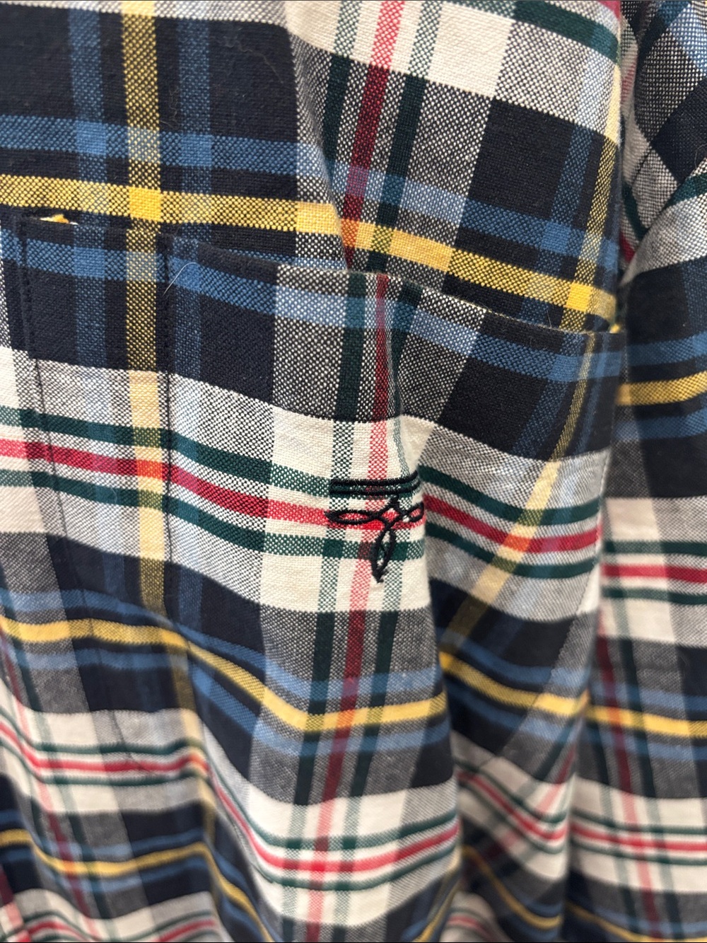 Lucchese Navy, White & Yellow Plaid Button-Down Shirt - Picture 5 of 8